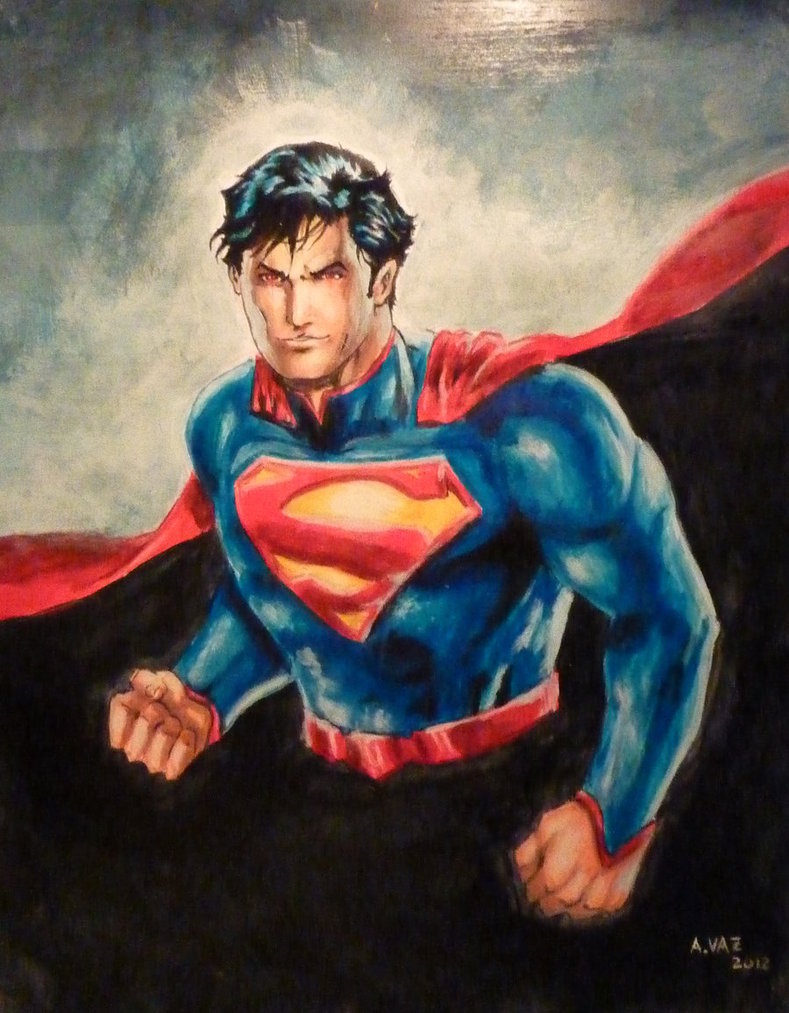 789x1013 Superman New 52 Acrylic Painting By Andre Vaz - Superman Painting