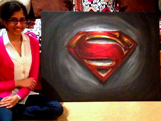 655x491 Superman Man Of Steel Sri's Arts - Superman Painting On Canvas