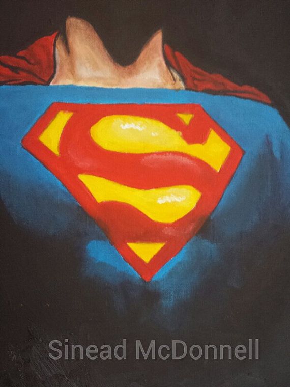 570x760 Superman Acrylic On Canvas Original Painting And Print On Sale - Superman Painting On Canvas