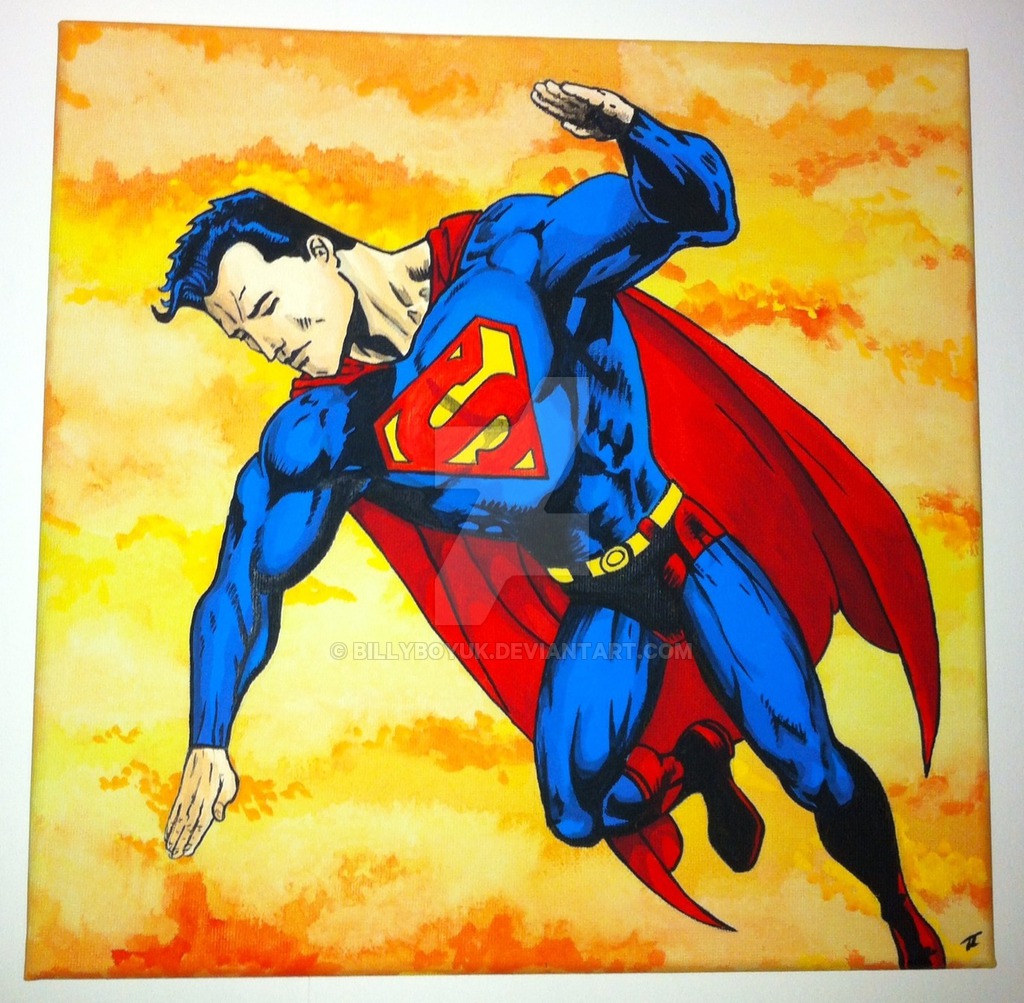 1024x1003 Superman Acrylic Painting Canvas Dc Comics By Billyboyuk - Superman Painting On Canvas
