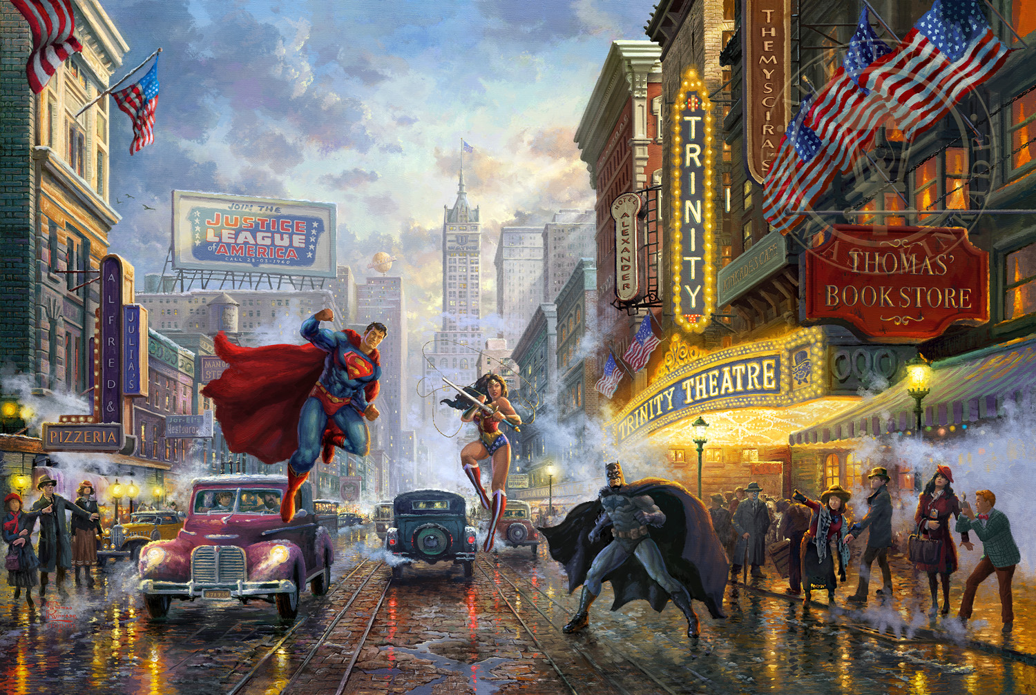 1500x1007 Batman, Superman, Wonder Woman Limited Edition Art The Thomas - Superman Painting On Canvas
