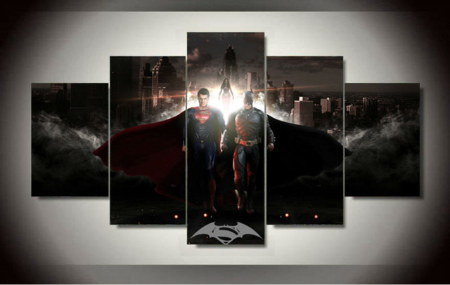 640x406 Free Shipping Batman Vs Superman Dawn Of Justice Printed Painting - Superman Vs Batman Painting