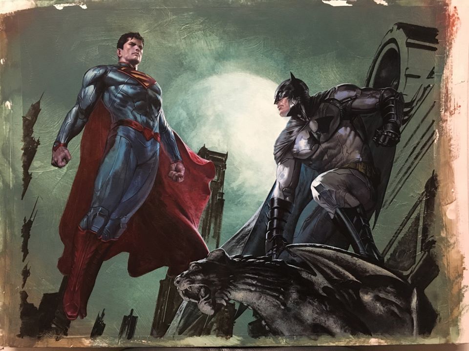 960x720 Batman V Superman Artworks - Superman Vs Batman Painting