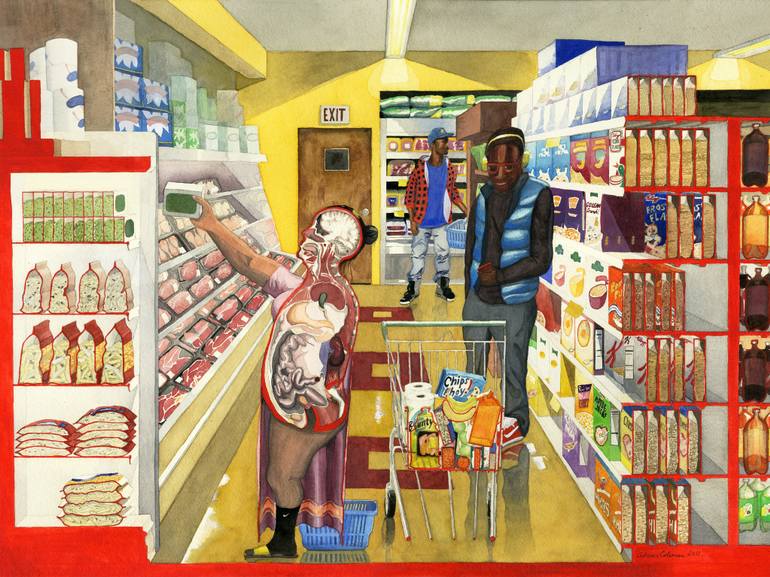 770x577 Saatchi Art Brooklyn Grocery Painting By Adrian Coleman - Supermarket Painting