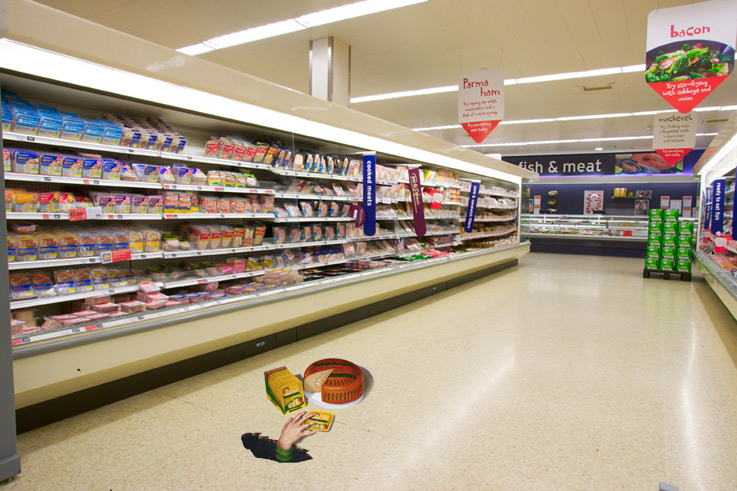 737x491 Street Painting Floorsticker Leerdammer - Supermarket Painting