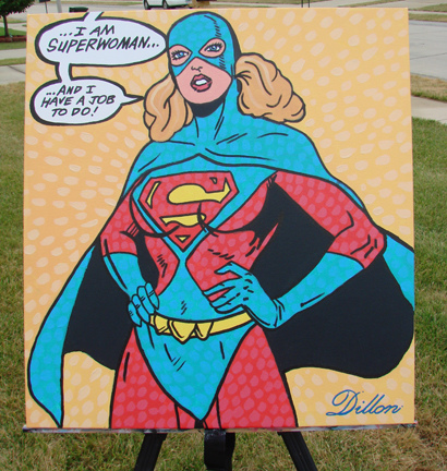 410x432 Painting Of Super Woman By Dillon Spray Paint Acrylic - Superwoman Painting