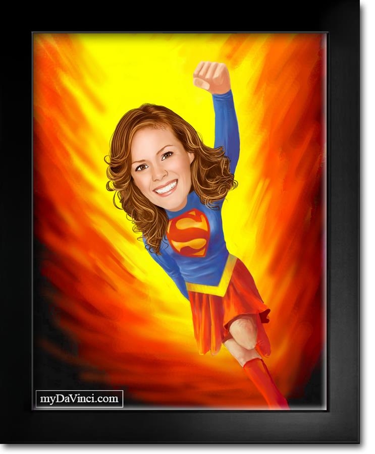 743x900 Superwoman Caricature From Photo - Superwoman Painting