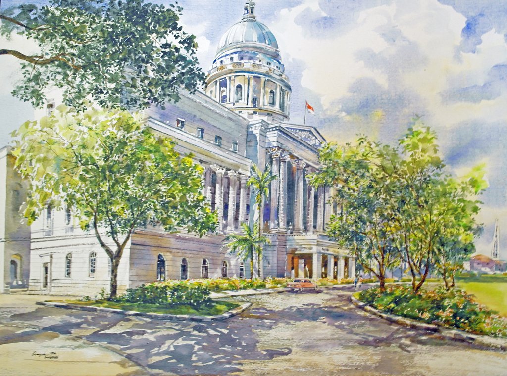 1024x760 Singapore Scenery - Supreme Court Painting