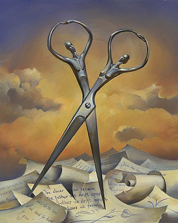 350x440 Human Scissors People Silhouette Surrealism Painting Art - Surealism Painting