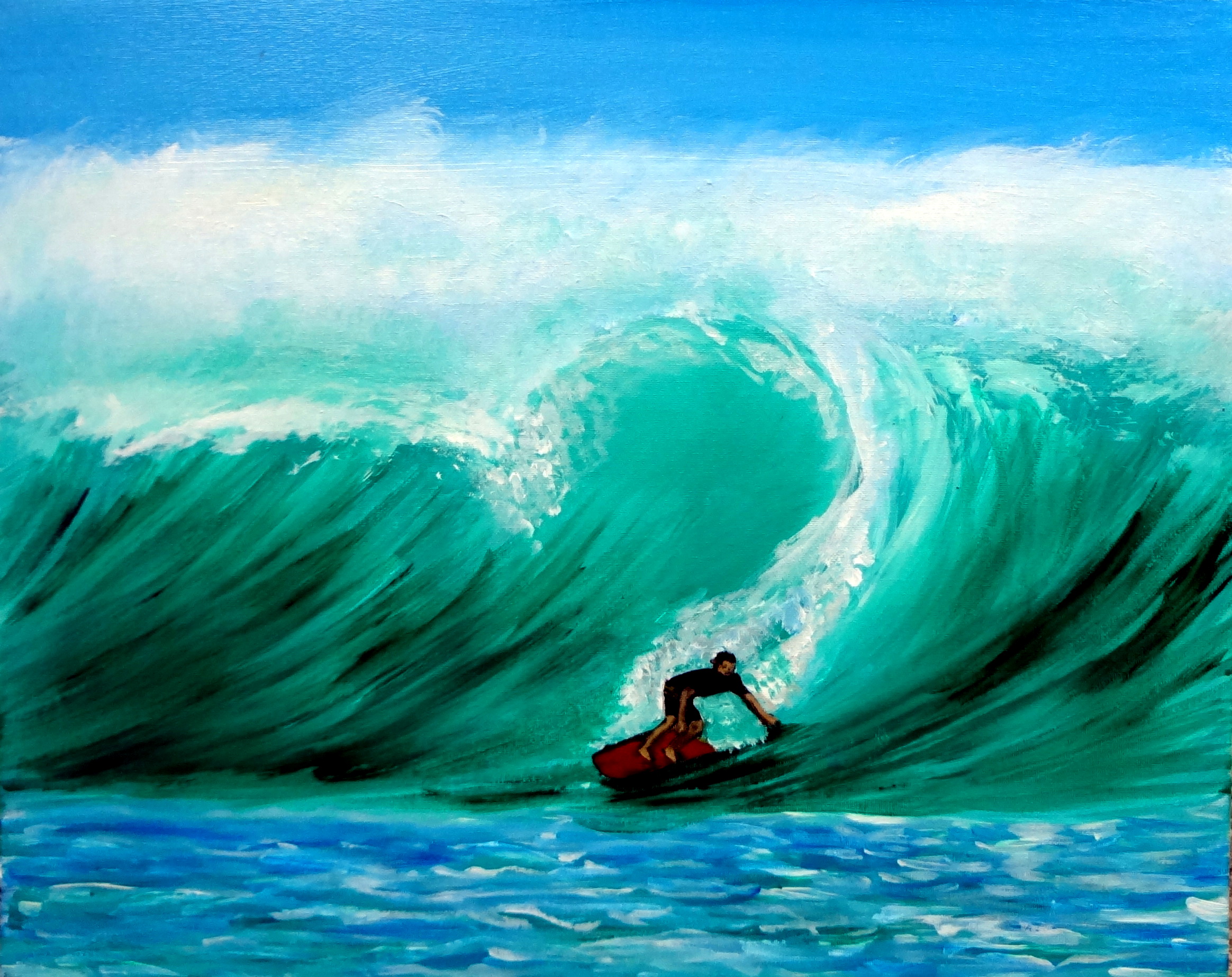2328x1847 Weekly Painting Week 28 Surf's Up, Again Surfer In Ocean Wave - Surf Painting
