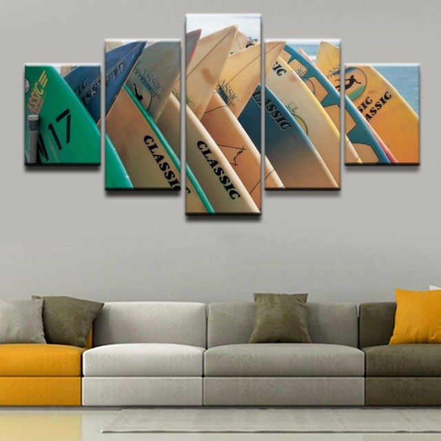640x640 Modular Canvas Pictures Home Wall Art Decor Hd Prints Posters 5 - Surfboard Canvas Painting