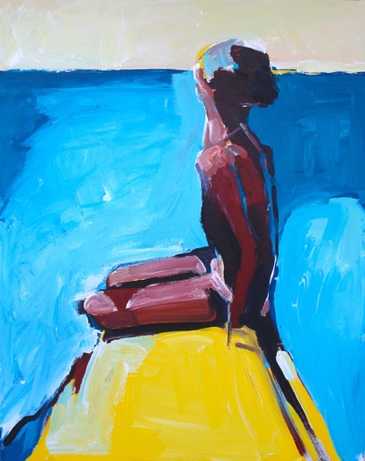 406x512 Paddle8 Girl Sitting On Edge Of Surfboard - Surfboard Canvas Painting