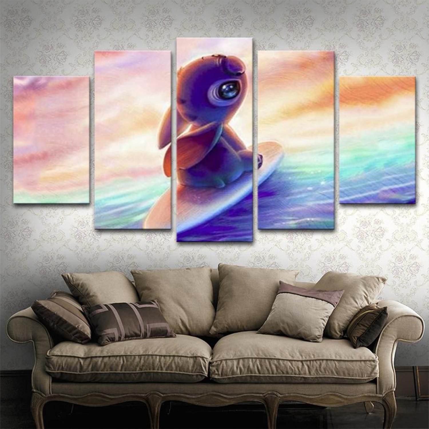 1500x1500 Lilo And Stitch Surfboard Canvas Painting Dakmoon We Will Rock You - Surfboard Canvas Painting