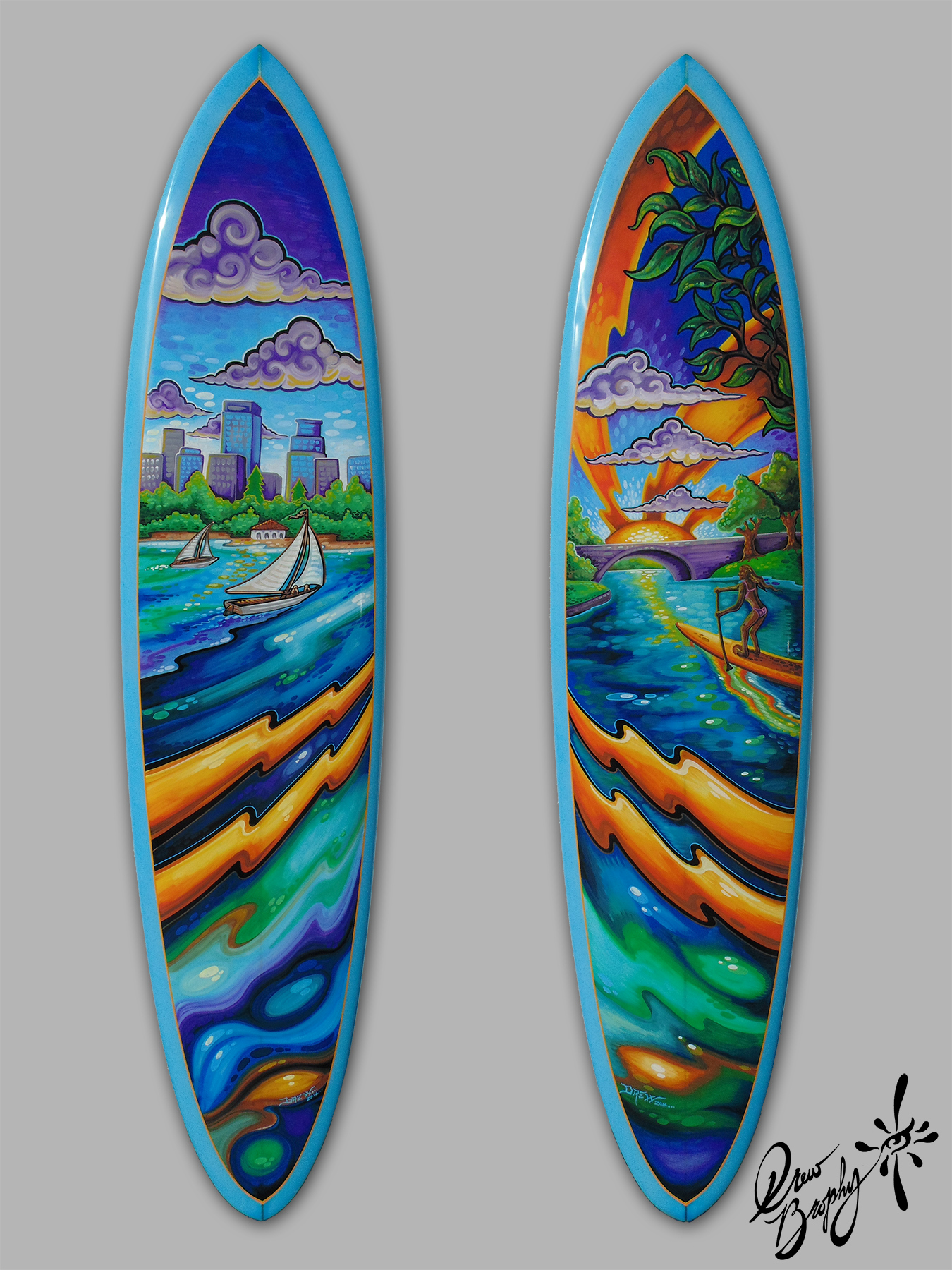 1350x1800 Custom Painted Surfboard Fine Art By Drew Brophy - Surfboard Painting