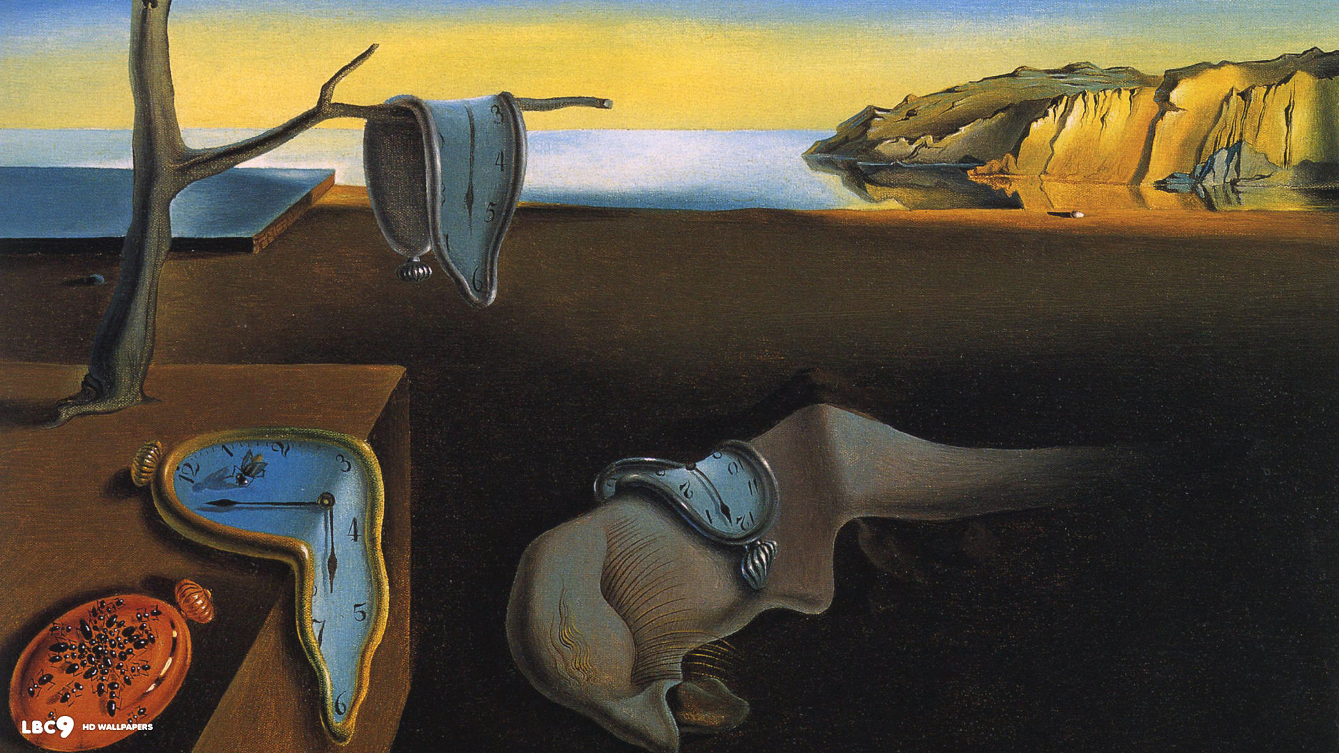 1920x1080 Salvador Dali The Persistence Of Memory Coursework Academic - Surreal Clock Painting