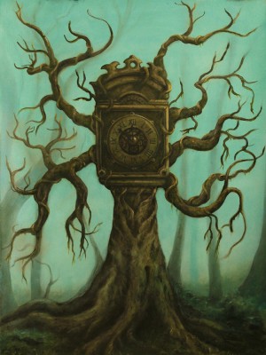 300x400 No Time Left Surreal Tree Clock Painting Marnie - Surreal Clock Painting