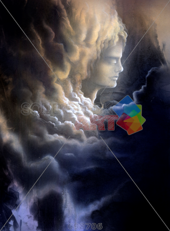340x463 Stock Photo Of Surreal Painting Of Face In The Clouds Vertical - Surreal Cloud Painting