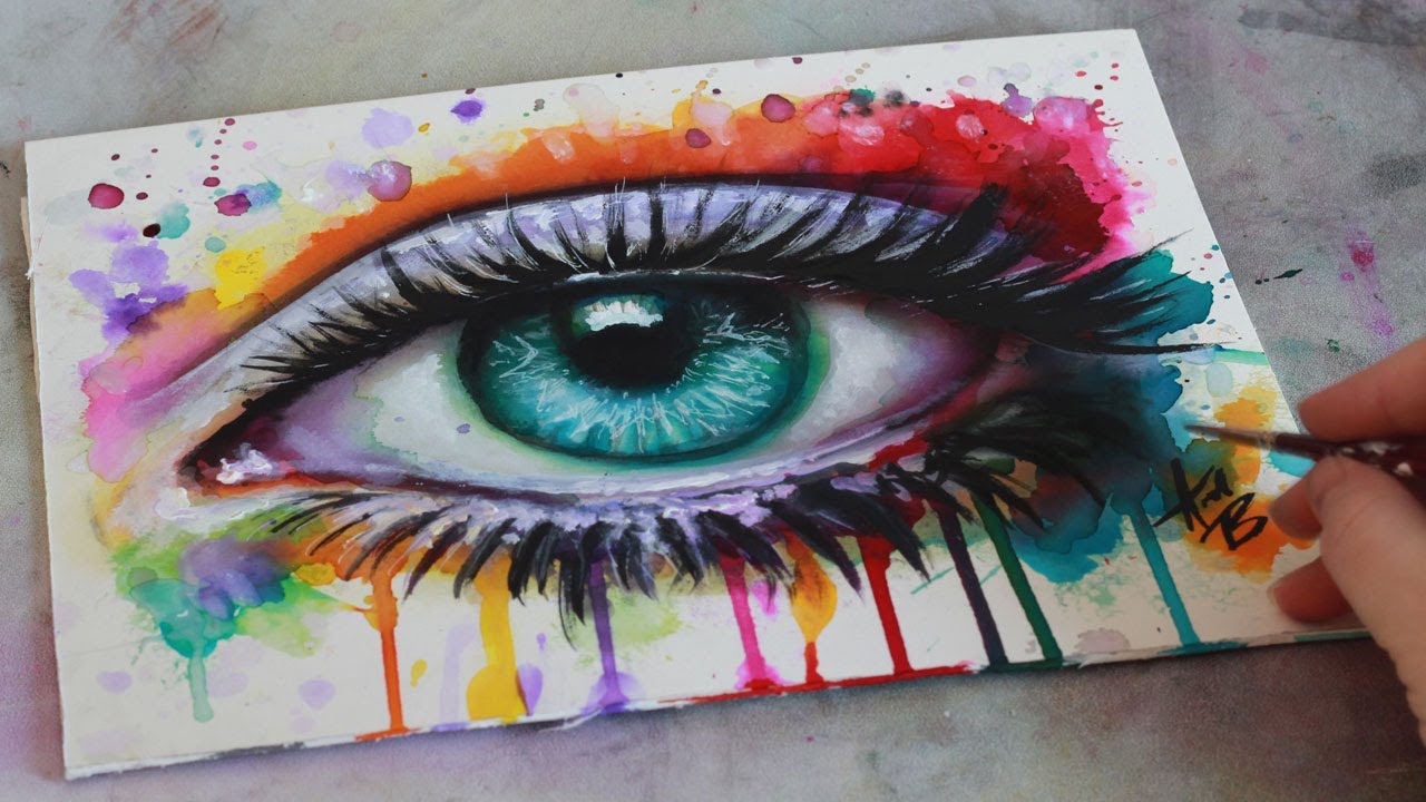 1280x720 Speed Painting Mixed Media Surreal Abstract Eye Watercolor - Surreal Eye Painting