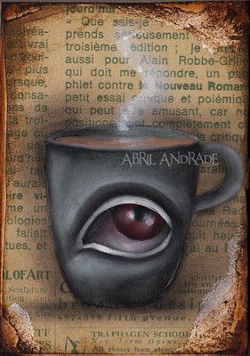 281x400 Cup Of Coffee Joe Eye Big Eyes Lowbrow Surreal Abril Art Ebsq Nfac - Surreal Eye Painting