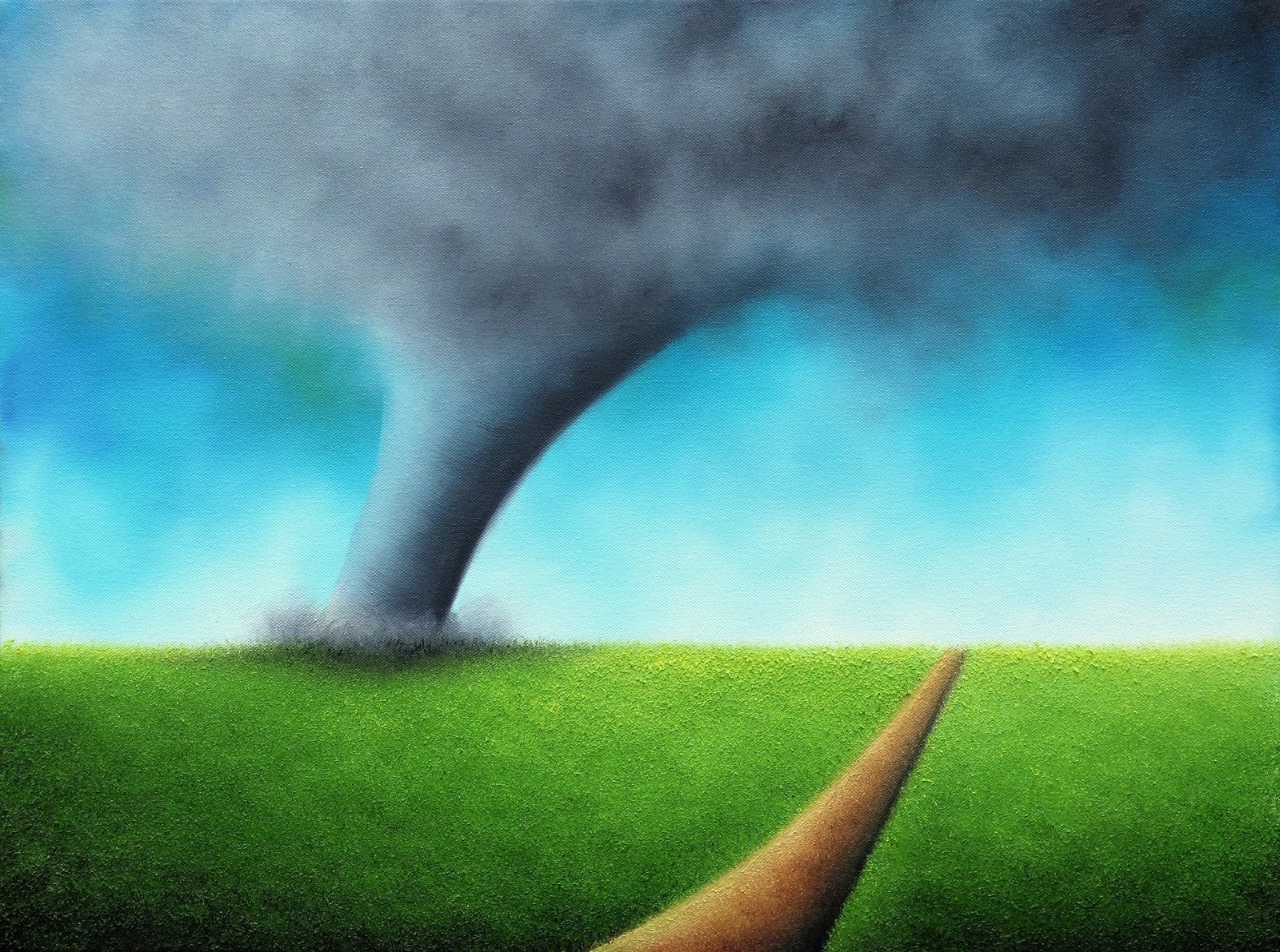 1600x1191 Tornado Painting, Surreal Landscape Painting, Stormy Sky Twister - Surreal Sky Painting