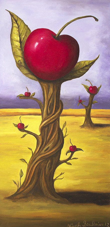 439x900 Surreal Cherry Trees Painting By Leah Saulnier The Painting Maniac - Surrealism Painting