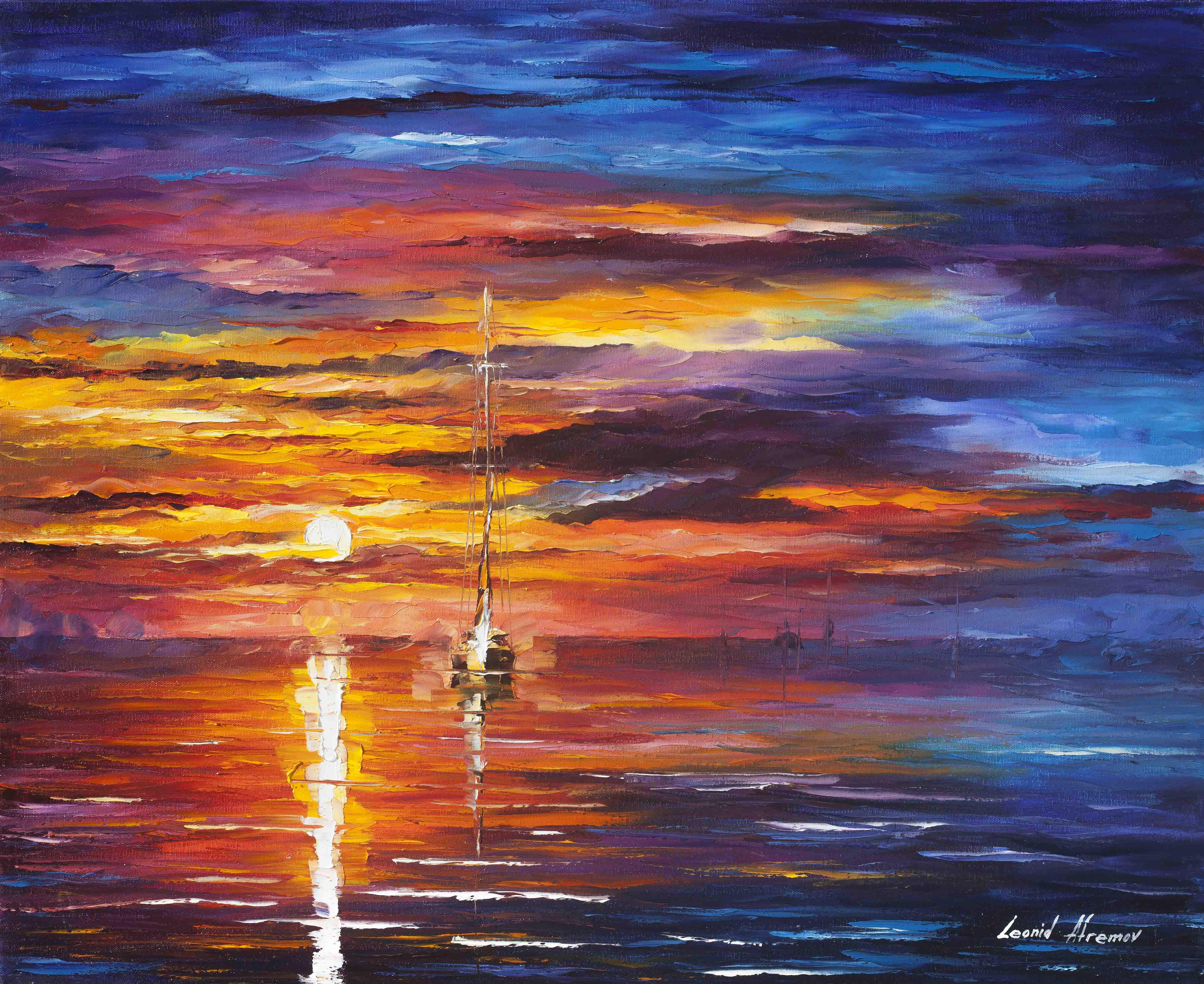 4434x3624 Afremov, Original, Oil, Painting, Palette Knife, Impressionist - Surrealism Painting