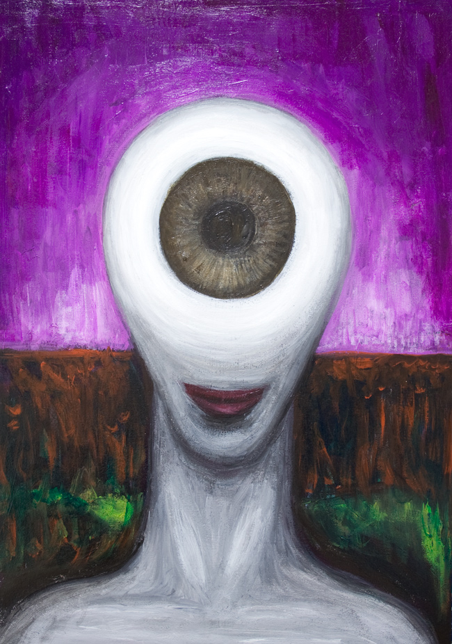650x926 Female Cyclopsnew, Surrealism Female Monster Portrait - Surrealism Painting