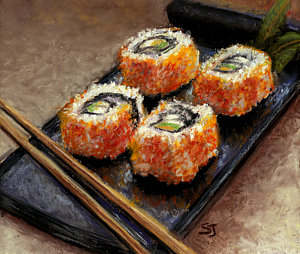 300x254 Sushi 2 Painting By Susan Jenkins - Sushi Painting