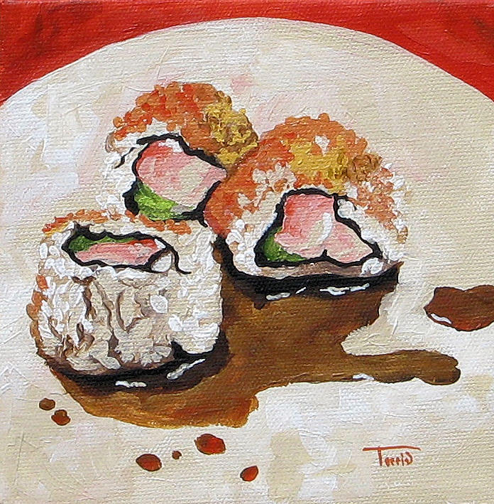 696x709 Sushi Painting By Torrie Smiley - Sushi Painting