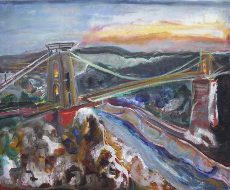 770x634 Saatchi Art Bristol Clifton Suspension Bridge Painting By Ben Sims - Suspension Painting