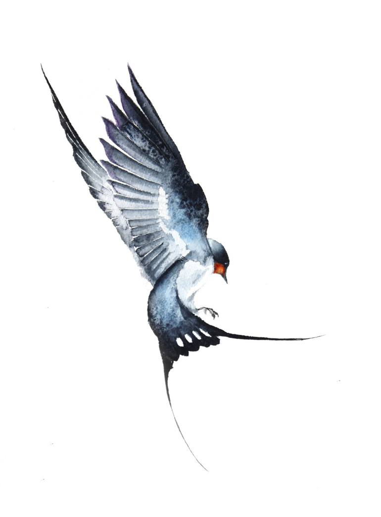 770x1045 Saatchi Art Flying Swallow I Painting By Karolina Kijak - Swallow Painting