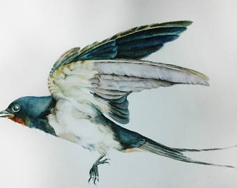 340x270 Swallow Painting Etsy - Swallow Painting