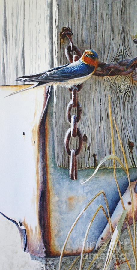 457x900 Barn Swallow Painting By Greg And Linda Halom - Swallow Painting