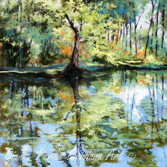570x570 Louisiana Landscape Painting Louisiana Swamp Pond Nature - Swamp Painting