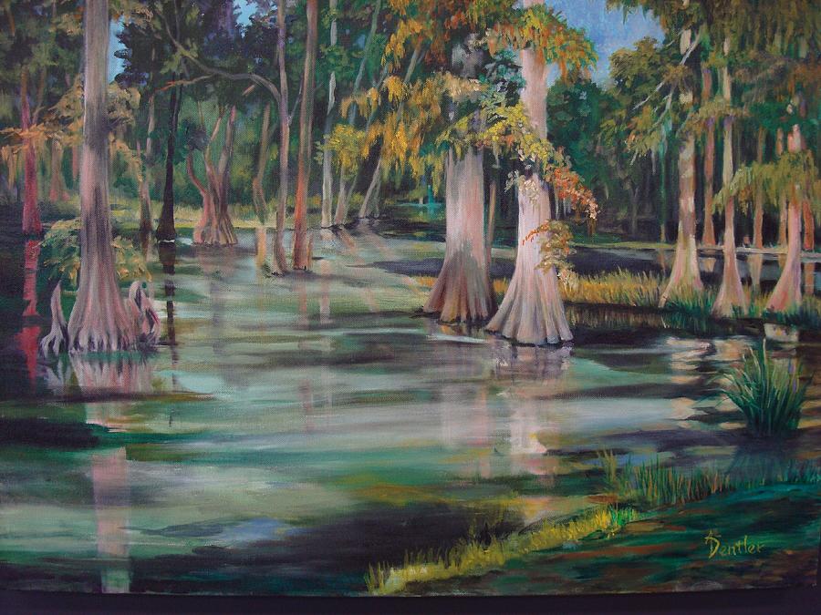 900x675 Sam Houston Park Swamp Painting By Anne Dentler - Swamp Painting
