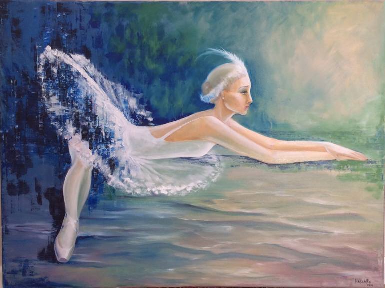 770x576 Saatchi Art Swan Lake Painting By Kassa Ro - Swan Lake Painting