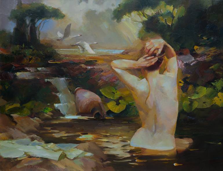 770x592 Saatchi Art Swan Lake Painting By Vasyl Khodakivskyi - Swan Lake Painting