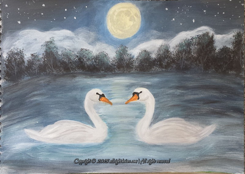 800x570 Swan Lake In Acrylics All Right Choices - Swan Lake Painting