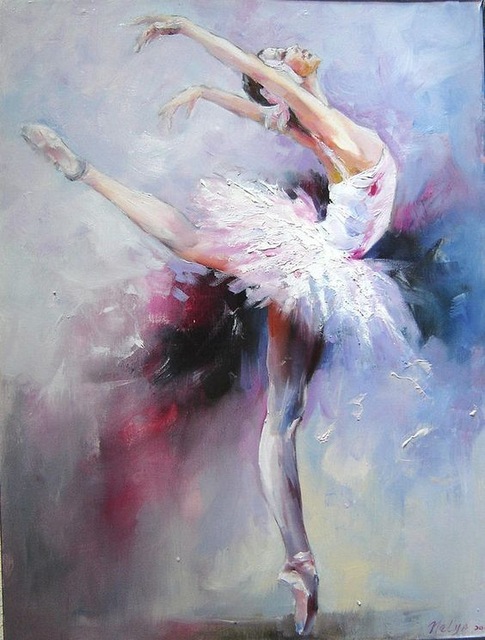 485x640 Hand Painted Ballet Dancer Oil Painting Swan Lake 1 By Nelya - Swan Lake Painting
