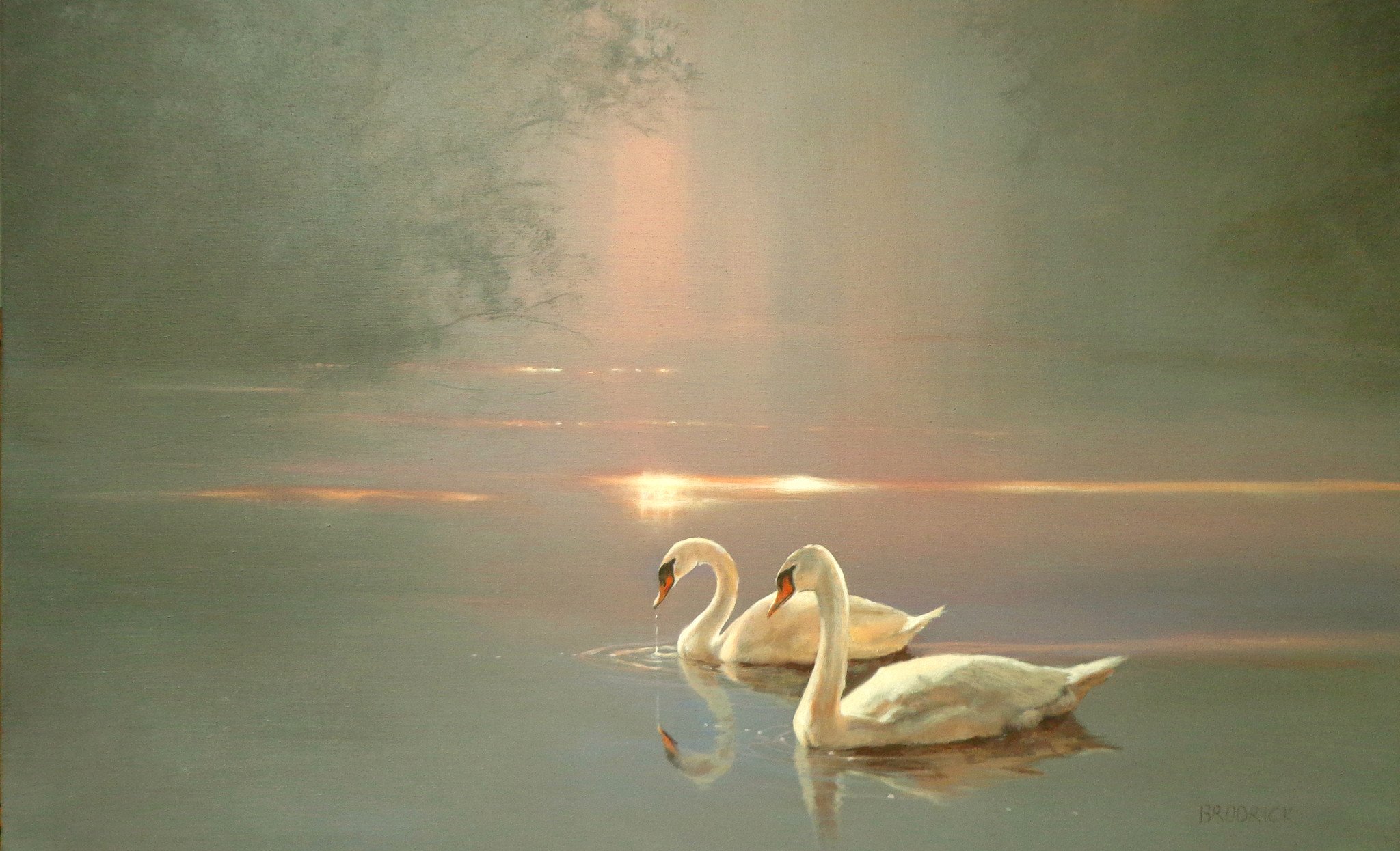 2048x1246 Moonlight Sonata - Swan Painting