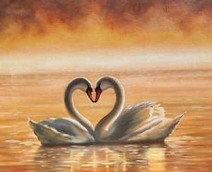 300x243 Original Painting Swan Heart Ebay - Swan Painting