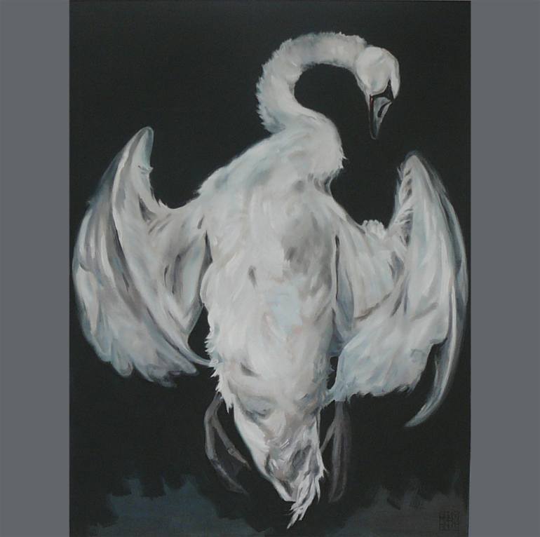 770x766 Saatchi Art White Swan Painting By Juan Maria - Swan Painting