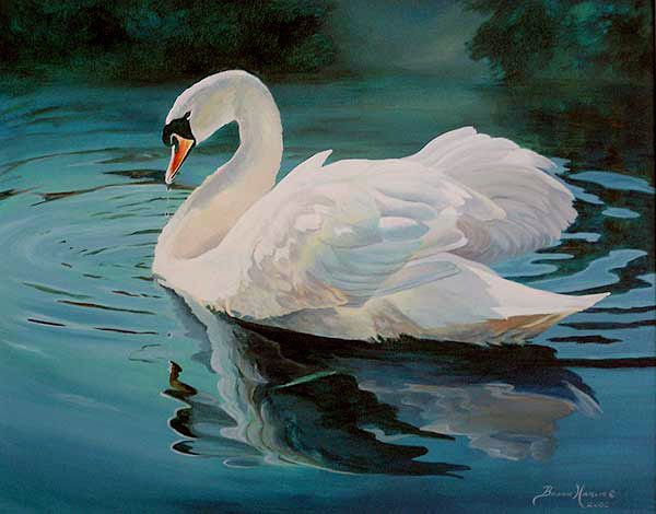 600x470 Swan Paintings Art - Swan Painting