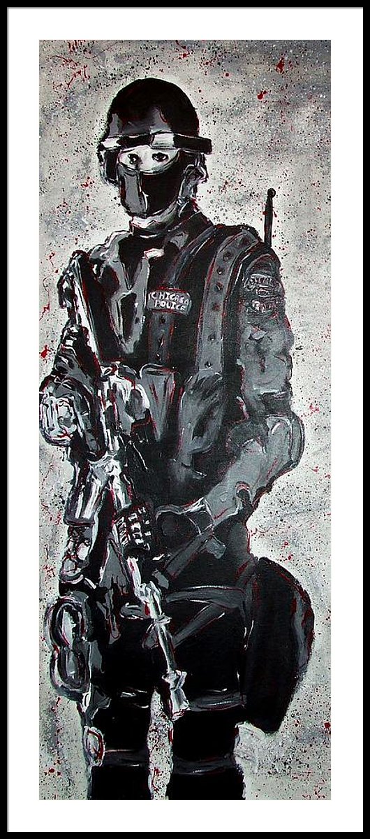 530x1200 Red Marble Full Length Figure Portrait Of Swat Team Leader Alpha - Swat Painting