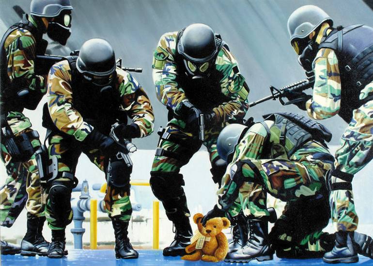 770x548 Saatchi Art Soldier Bear War Painting By Jonathan Menashy - Swat Painting