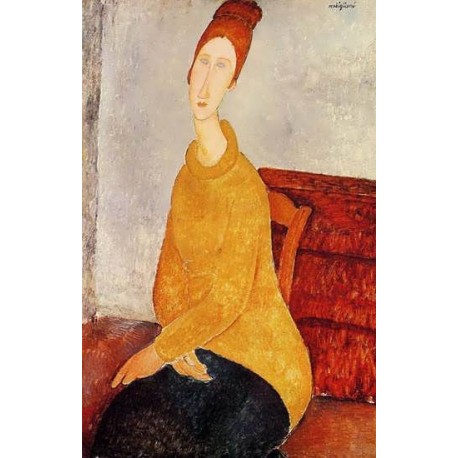 458x458 Yellow Sweater (Aka Portrait Of Jeanne Hebuterne) By Amedeo - Sweater Painting