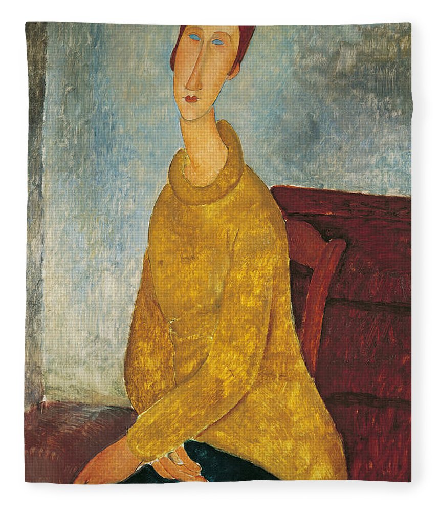 860x1000 Jeanne Hebuterne In Yellow Sweater Fleece Blanket For Sale By - Sweater Painting