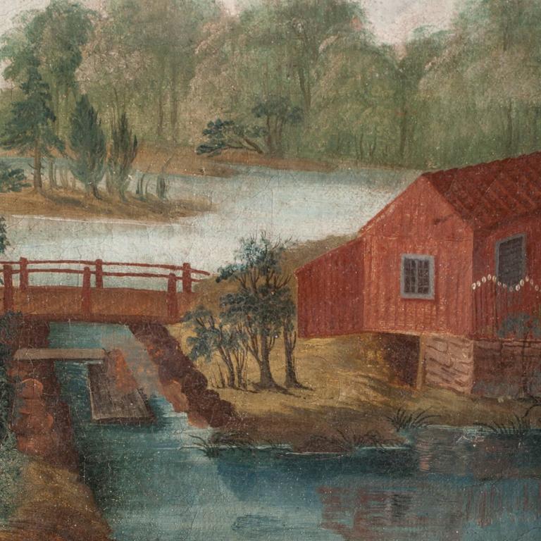 768x768 Swedish, Folk Art Wall Painting, Oil On Linen, Circa 1790 For Sale - Swedish Painting