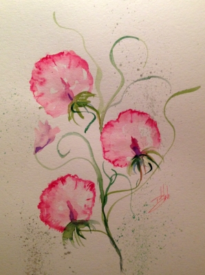298x400 Painting Of The Day, Daily Oil Paintings By Delilah Watercolor - Sweet Pea Painting