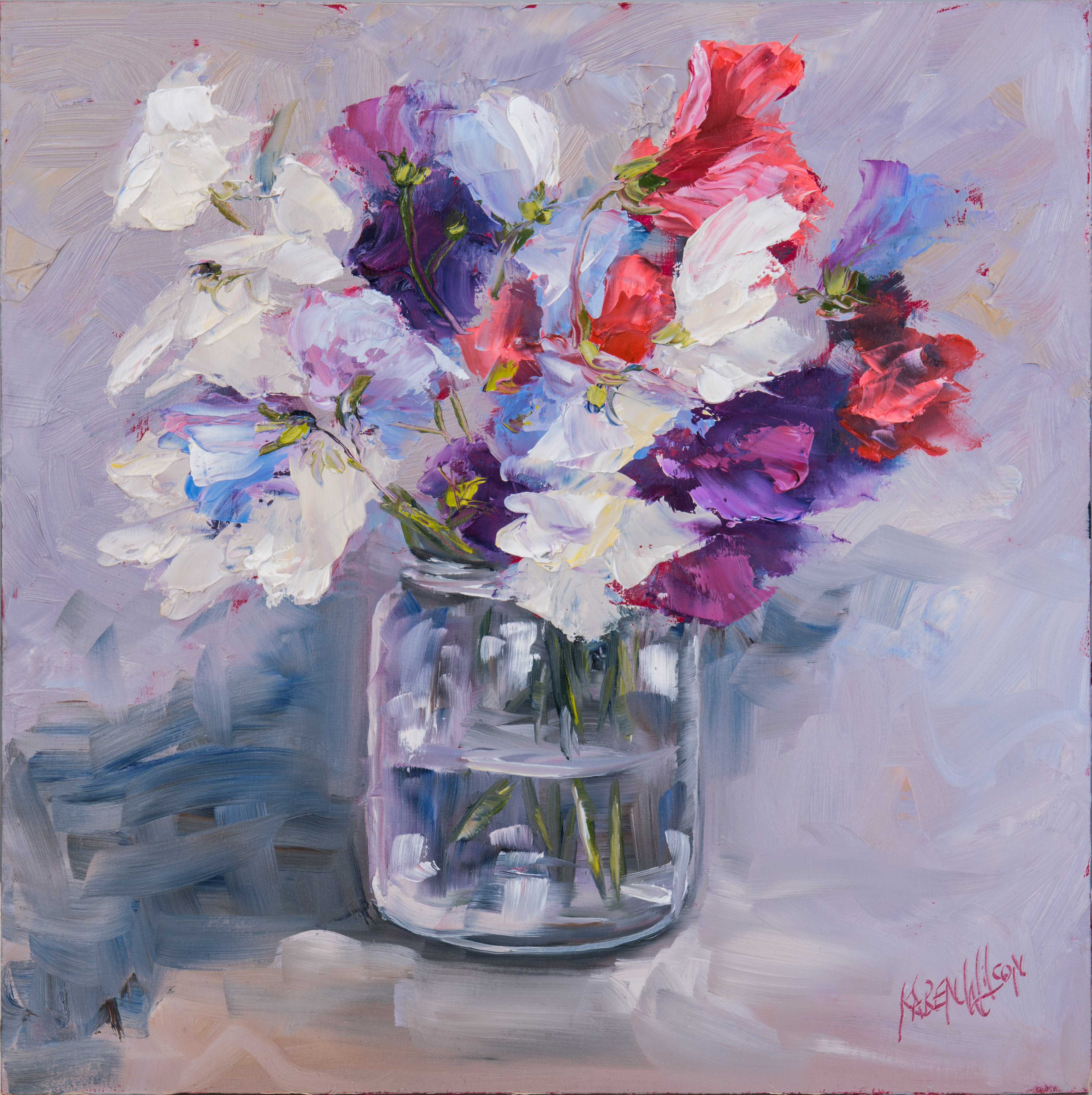 3969x3981 Sweet Pea Limited Edition Print Karen Wilson Art - Sweet Pea Painting